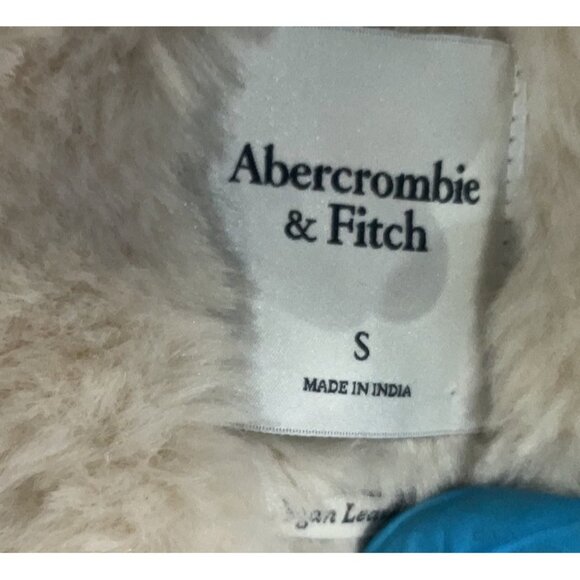 Abercrombie & Fitch Black Vegan Leather Jacket With White Faux Shearling Collar - Picture 10 of 13